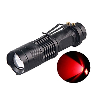 Mini linterna roja ajustable potente 3W Zoomable rojo antorcha XPE Q5 bolsillo LED luz roja linterna para caza Astronom