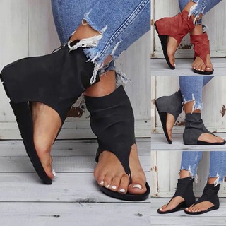 [EXQUIS] verano de las mujeres de gamuza plana abierta sandalias transpirables cremallera Casual zapatos de playa