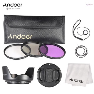 fayshow andoer - kit de filtro de 67 mm (uv+cpl+fld) + bolsa de transporte de nailon, tapa de lente, soporte para tapa de lente, capucha para la lente, paño de limpieza de lente (1)