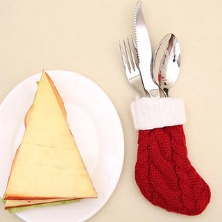 Navidad de punto calcetines cubiertos Set/sumini suministros de cocina/Mini calcetines de lana caramelo vajilla bolsa/Xmas árbol colgante decoración