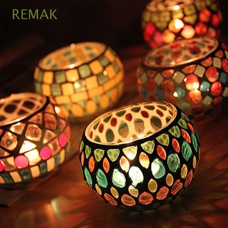 remak portavelas europea mosaico decoración del hogar candelabro centro de mesa luz de té estilo marroquí vidrio mesa votiva vela tarro