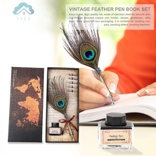 Retro Peafowl pluma Dip pluma escritura tinta Set plumas estilográficas papelería regalos