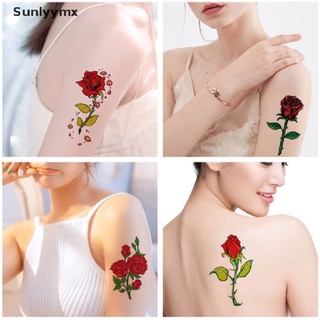 [sxm] calcomanías de tatuaje temporal impermeables hermosas flores rosa falso flash unisex uyk