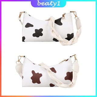 (beaty) moda animal vaca impresión axilas bolso señora trenza correa pu bolsos de hombro