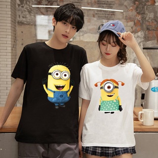 Minions de dibujos animados pareja camiseta estilo manga corta Tops divertido creativo pareja camisa 4128