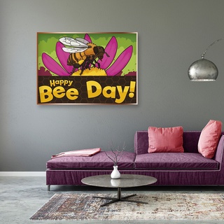 happy bee day 5d diy - kits de pintura de diamante, resina redonda, arte de pared (3)