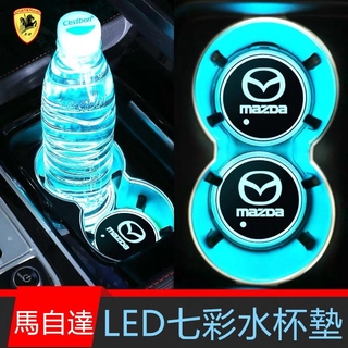 Posavasos de agua para coche, cubierta del coche, ranura, alfombrilla de agua, color de luz Led para Mazda Mazdaspeed CX-30 CX-8 Mazda3 CX-3 CX-9 Mazda6 CX-5 Mazda2