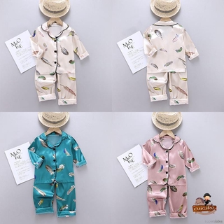 ruiaike bebé niños seda satén pijamas conjunto de manga larga blusa tops + pantalones largos niños niñas ropa de dormir de 1-6 años