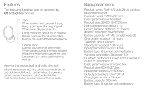 COD Auriculares Estéreo Xiaomi Redmi Airdots 2 TWS Con Micrófono Manos Libres MUS (4)