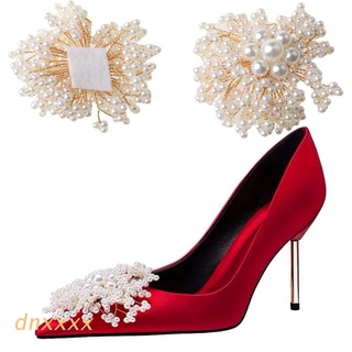 dnxxxx nupcial rhinestone zapatos hebilla imitación perla zapato clip mujer tacón alto decoraciones (1)