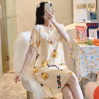 Vestido de maternidad de verano de manga corta pijama postparto fino lactancia verano transpirable camisón de maternidad (6)