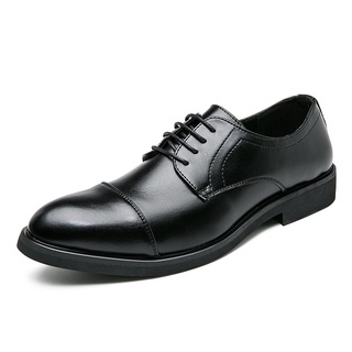 Tamaño 38-48 Hombres formal Cordones Zapatos De Cuero De Microfibra Puntiagudo Del Dedo Pie Boda Negro