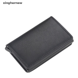 [xinghernew] mini cartera proteger seguro titular de la tarjeta de crédito diseñador calidad aluminio cuero pu clip waller monedero caliente