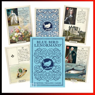 versión en inglés blue bird lenormand oracle cards tarjeta láser