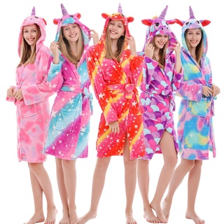 kigurumi unicornio con capucha albornoces adultos arco iris bata de baño animal para niña pijamas camisón mujeres adultas ropa de dormir