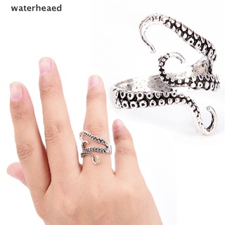 (waterheaed) vintage plata moda ajustable pulpo anillo de dedo monstruo mar anillo punk joyería en venta