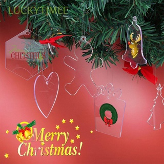 LUCKYTIMEE 10pcs Festival Christmas Tree Decor Party Acrylic Clear Baubles Hanging Decoration Craft Holiday DIY Ornament Round Sheet