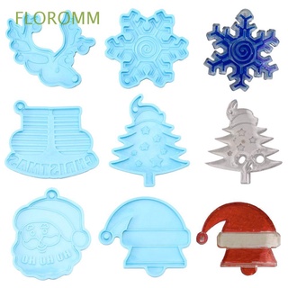 FLOROMM 6PCS Elk Christmas Keychain Mold Snowflake Silicone Moulds Keychain Molds Candy Chocolate Pendant Santa Claus Cake Tools Resin Crafts Clay Mold Jewelry Making Tool