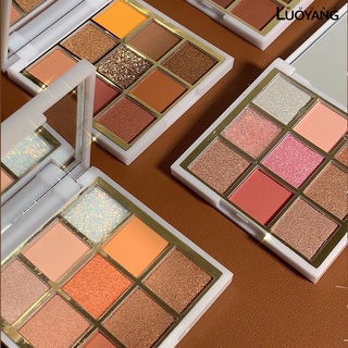 【-LuoYang-】 Eyeshadow Palette Shiny Highly Pigmented Non-caked 9 Colors Pearly Matte Color Eyeshadow Palette for Party