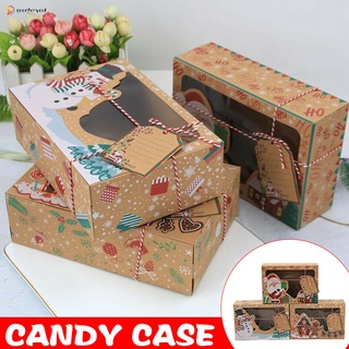 caja de galletas de caramelo de navidad con ventana clara y cintas de papel kraft caja de regalo para dar fiesta de navidad suministros
