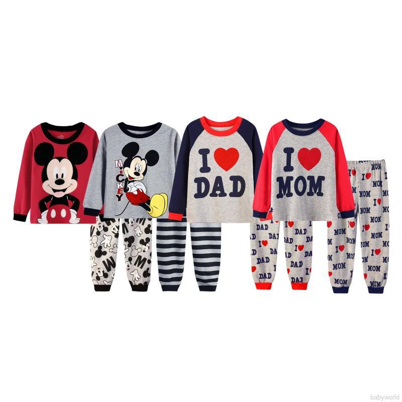 Babyworld bebé niños niñas pijama de manga larga de dibujos animados Mickey conjunto lindo Animal ropa de dormir 1-5T (4)