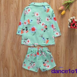 -abrigo Floral para niñas y pantalones cortos de dos piezas traje de niños conjunto de ropa USA (7)