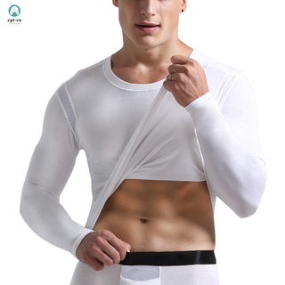 Men Elastic Slim Breathable Warm Underwear Mesh Bottoming Shirt Top Undershirt