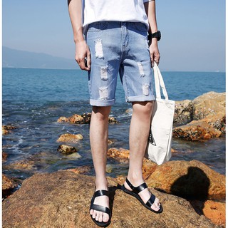 Pantalones cortos de mezclilla de los hombres delgados de cinco puntos pantalones de los hombres de cinco puntos de breves verano slim K: 5