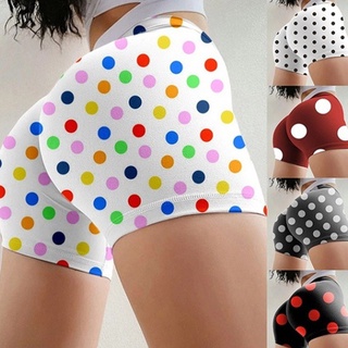 5 Colors New Fashion Women Polka Dot Printed Short Leggings Tight High Waist Sports Running