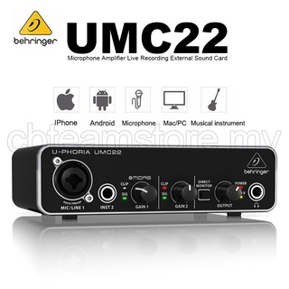 Behringer UMC22 amplificador de micrófono grabación en vivo tarjeta de sonido externa USB interfaz de Audio móvil ordenador Universal Fine Tuning Set