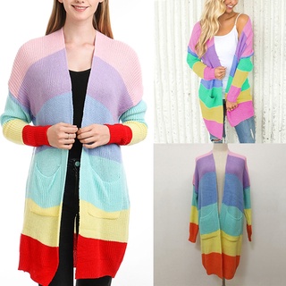 sudadera con capucha de invierno para mujer moda arcoiris otoño invierno abrigo ropa de manga larga