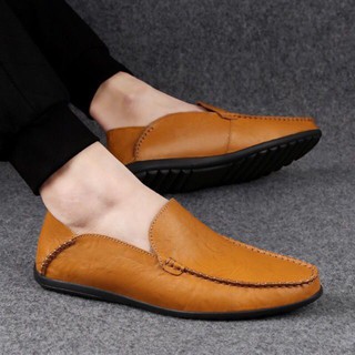 Gran tamaño 38~47 hombres mocasines masculinos Casual cuero genuino zapatos Doug barco cuero zapatos de conducción zapatos de cuero