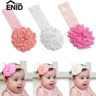 Enidstore banda elástica para el cabello de flores de gasa para bebés/niñas