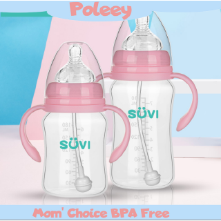 poleey baby pp plástico botella de cuello ancho recién nacido antiflatulencia con asa botellas 240ml