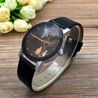 Woxuyaobd estudiante pareja elegante aguja reloj de cuarzo con correa de cristal