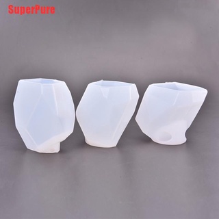 Molde de silicona en forma de piedra geométrica pura 3D molde de jabón para velas pequeñas (1)