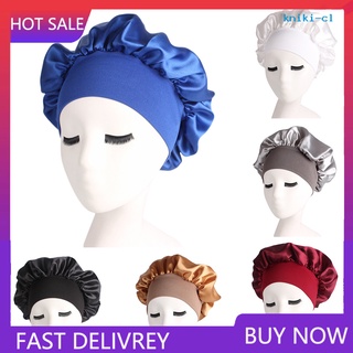 NSMZ_ Hair Care Women Wide Band Elastic Satin Bonnet Cap Night Sleep Hat Head Wrap