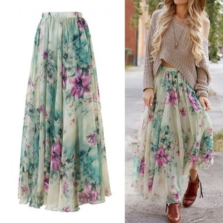boho hippy mujeres verano floral largo maxi faldas