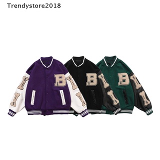 [Trendy] Harajuku Bomber chaquetas pareja chaqueta de béisbol otoño Unisex Varsity Hiphop