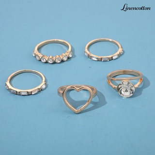 5 piezas anillo De Dedo para mujer De lino y algodón con corazón hueco (7)