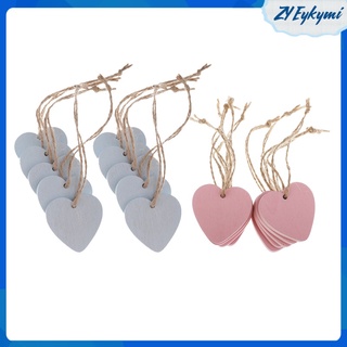 love heart - etiquetas de madera pintadas, rosa y azul, paquete de 20 unidades