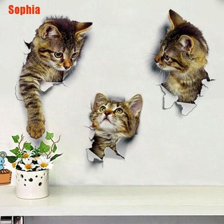 [Sophia] pegatinas de pared para gatos 3D, pegatinas de inodoro, vista de agujero, decoración de baño