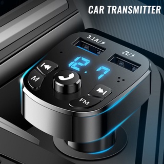 Cargador De automóvil transmisor Fm Bluetooth-Compatible versión 5.0 Para coche Rápido con Qc3.0 Dual Usb/Voltímetro & Aux In/Out