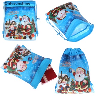 <Onlysunshine> Bolsas de caramelo de Santa Claus bolsa de navidad con cordón mochila regalos de navidad bolsa titular