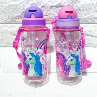 bebé niños niños de dibujos animados animal escuela beber agua botella de paja paja sippy taza con correa de hombro