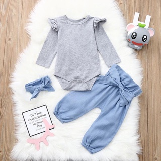mameluco de algodón mono ropa+pantalones diadema conjunto de ropa de bebé para recién nacido