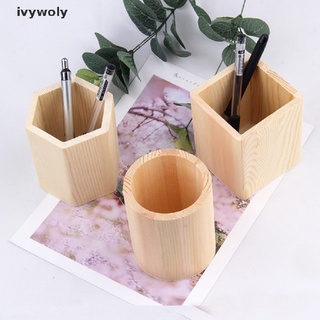 ivywoly - caja de almacenamiento de bolígrafos de madera para escritorio, diseño de brochas de maquillaje