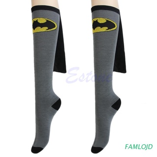 famlojd unisex super héroe superman batman rodilla alta con capa fútbol cosplay calcetines regalo