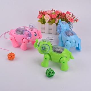 [sabaya] divertida iluminación musical elefante animal con correa para niños juguete regalo de navidad (7)