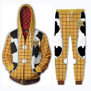 Toy Story 4 Woody disfraz sudadera con capucha pantalones sudadera Buzz Lightyear Cosplay abrigos cremallera impresión 3D chaqueta abrigo con capucha un conjunto
